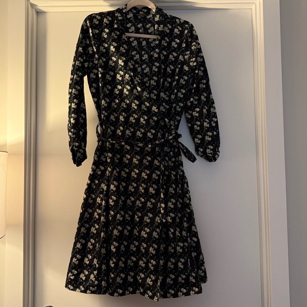 Brooks Brothers Zac Posen Snowflower Wrap Dress Sz 8 Petite GUC